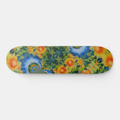 Abstracte waterverf retro bloemen geel zonnebloeme persoonlijk skateboard (Horizontaal)