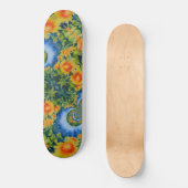 Abstracte waterverf retro bloemen geel zonnebloeme persoonlijk skateboard (Voorkant)