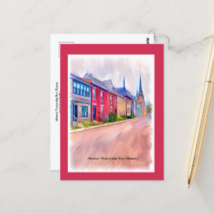Abstracte Waterverf rijhuizen Briefkaart