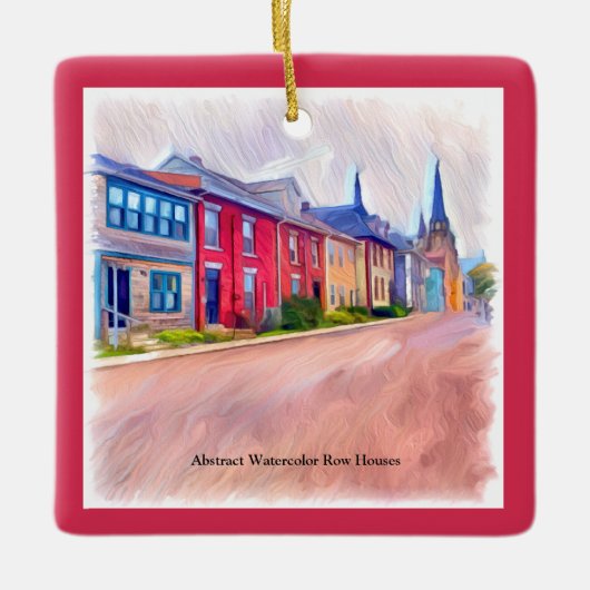 Abstracte Waterverf rijhuizen Keramisch Ornament (Voorkant)