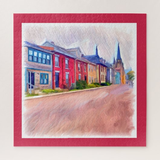 Abstracte Waterverf rijhuizen Legpuzzel (Verticaal)
