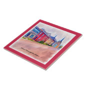 Abstracte Waterverf rijhuizen Tegeltje (Zijkant)