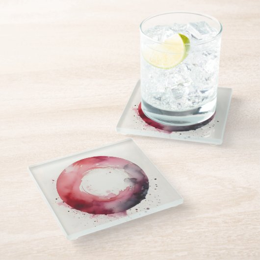abstracte waterverf ring glazen onderzetter (Schuin)