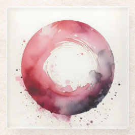 abstracte waterverf ring glazen onderzetter