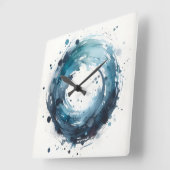 abstracte waterverf ring vierkante wandklok (Hoek)
