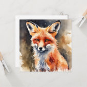 Abstracte waterverf rode vos kaart (Voorkant / Achterkant in situ)