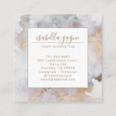 Abstracte Waterverf rokerig blauw en goud Vierkante Visitekaartje (Achterkant)