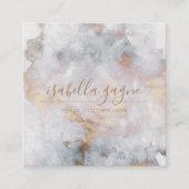 Abstracte Waterverf rokerig blauw en goud Vierkante Visitekaartje (Voorkant)