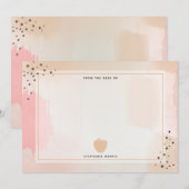 Abstracte Waterverf Roze Apple-leraar Notitiekaartje (Voorkant / Achterkant)