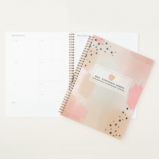 Abstracte Waterverf Roze Apple Teacher Planner (Display)