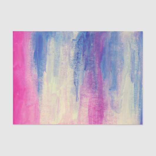 Abstracte Waterverf Roze Blauw Wit Tissuepapier (Voorkant)