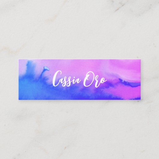 Abstracte Waterverf Roze blauwe aangepaste sociale Mini Visitekaartje (Voorkant)