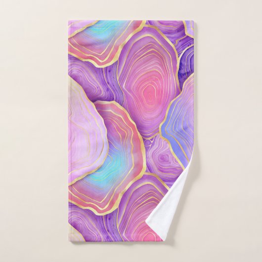 Abstracte waterverf roze blauwgroen goudlavendel a bad handdoek (Handdoek)