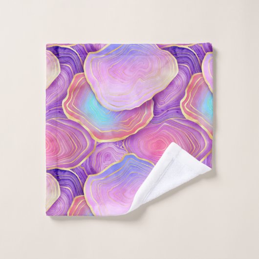 Abstracte waterverf roze blauwgroen goudlavendel a bad handdoek (Wasdoekje)