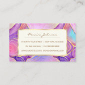 Abstracte waterverf roze blauwgroen goudlavendel a klantenkaartje (Achterkant)