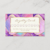 Abstracte waterverf roze blauwgroen goudlavendel a klantenkaartje (Voorkant)