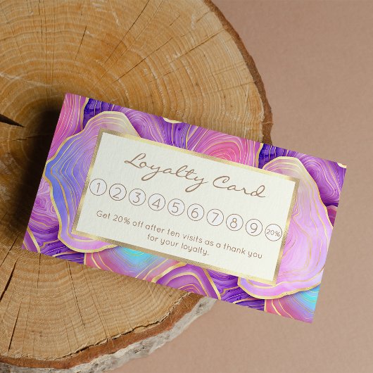 Abstracte waterverf roze blauwgroen goudlavendel a klantenkaartje