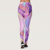 Abstracte waterverf roze blauwgroen goudlavendel a leggings (Achterkant)