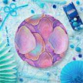 Abstracte waterverf roze blauwgroen goudlavendel a papieren bordje (Feest)