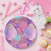 Abstracte waterverf roze blauwgroen goudlavendel a papieren bordje (Feest)