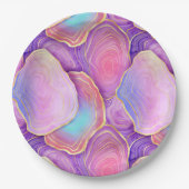 Abstracte waterverf roze blauwgroen goudlavendel a papieren bordje (Voorkant)