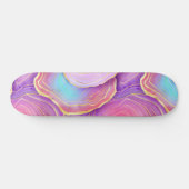 Abstracte waterverf roze blauwgroen goudlavendel a persoonlijk skateboard (Horizontaal)