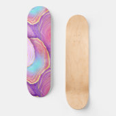 Abstracte waterverf roze blauwgroen goudlavendel a persoonlijk skateboard (Voorkant)