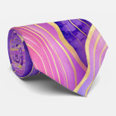 Abstracte waterverf roze blauwgroen goudlavendel a stropdas (Opgerold)