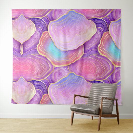 Abstracte waterverf roze blauwgroen goudlavendel a wandkleed (In Situ (horizontaal))