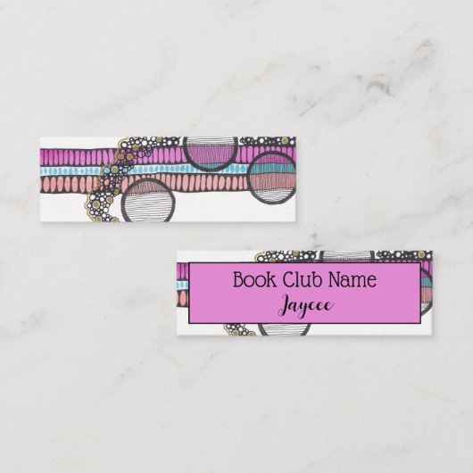 Abstracte waterverf roze, boekenclub contactkaartje (Voorkant / Achterkant)