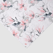 Abstracte Waterverf Roze Dogwood Flowers & Snakes Tissuepapier (Detail)