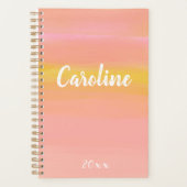 Abstracte Waterverf Roze en Geel Gepersonaliseerd Planner (Voorkant)