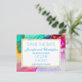 Abstracte Waterverf roze en Turquoise Marble Aankondigingskaart (Staand voorkant)