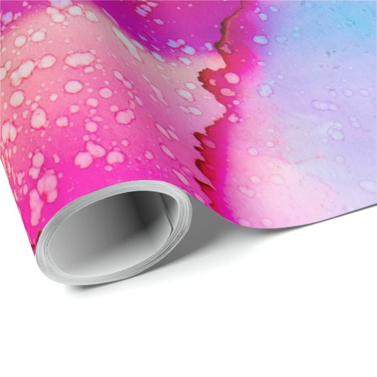 Abstracte Waterverf roze en Turquoise Marble Cadeaupapier (Rol Hoek)