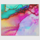 Abstracte Waterverf roze en Turquoise Marble Cadeaupapier (Vlak)