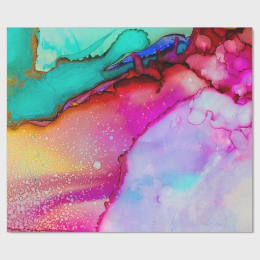 Abstracte Waterverf roze en Turquoise Marble Cadeaupapier (Vlak)