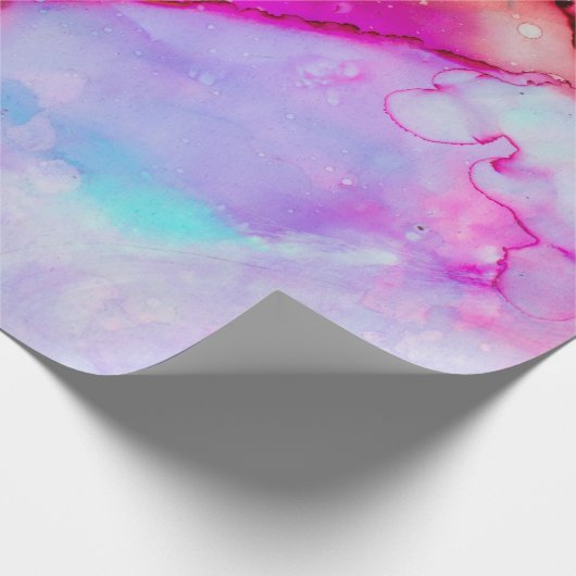 Abstracte Waterverf roze en Turquoise Marble Cadeaupapier (Hoek)