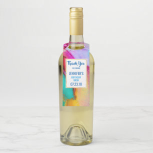 Abstracte Waterverf roze en Turquoise Marble Flessenhanger