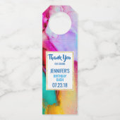 Abstracte Waterverf roze en Turquoise Marble Flessenhanger (Voorkant)