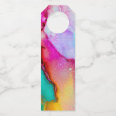 Abstracte Waterverf roze en Turquoise Marble Flessenhanger (Achterkant)