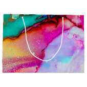 Abstracte Waterverf roze en Turquoise Marble Groot Cadeauzakje (Achterkant)