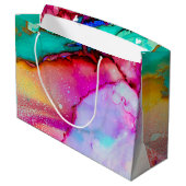 Abstracte Waterverf roze en Turquoise Marble Groot Cadeauzakje (Achterkant Gekanteld)