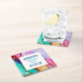 Abstracte Waterverf roze en Turquoise Marble Kartonnen Onderzetters (Insitu)