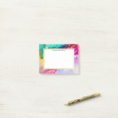 Abstracte Waterverf roze en Turquoise Marble Post-it® Notes (Op bureau)