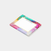 Abstracte Waterverf roze en Turquoise Marble Post-it® Notes (Schuin)