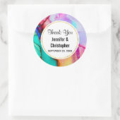 Abstracte Waterverf roze en Turquoise Marble Ronde Sticker (Tas)