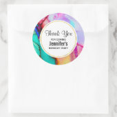 Abstracte Waterverf roze en Turquoise Marble Ronde Sticker (Tas)