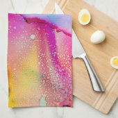 Abstracte Waterverf roze en Turquoise Marble Theedoek (Quarter Fold)