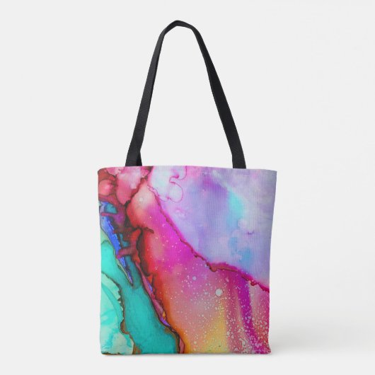Abstracte Waterverf roze en Turquoise Marble Tote Bag (Achterkant)