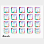 Abstracte Waterverf roze en Turquoise Marble Vierkante Sticker (Vel)